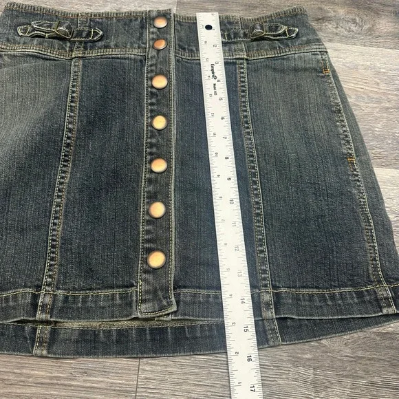 Vintage Y2K 2000s Gap Dark Wash‎ Blue Womens 6 Button A Line Denim Mini Skirt - Picture 7 of 8